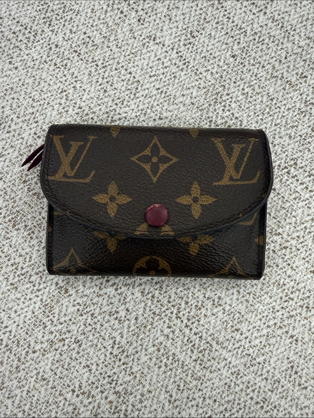 Louis Vuitton Monogram Canvas Wallet in Brown with Burgundy Snap